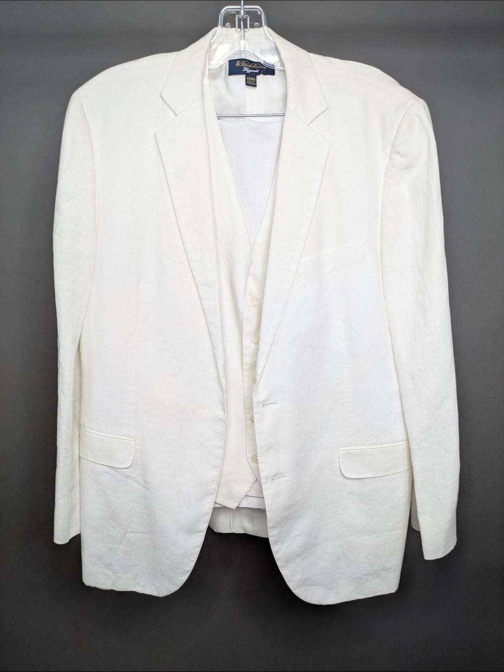 Brooks Brothers Classic White Linen Blazer, Vest And Pants